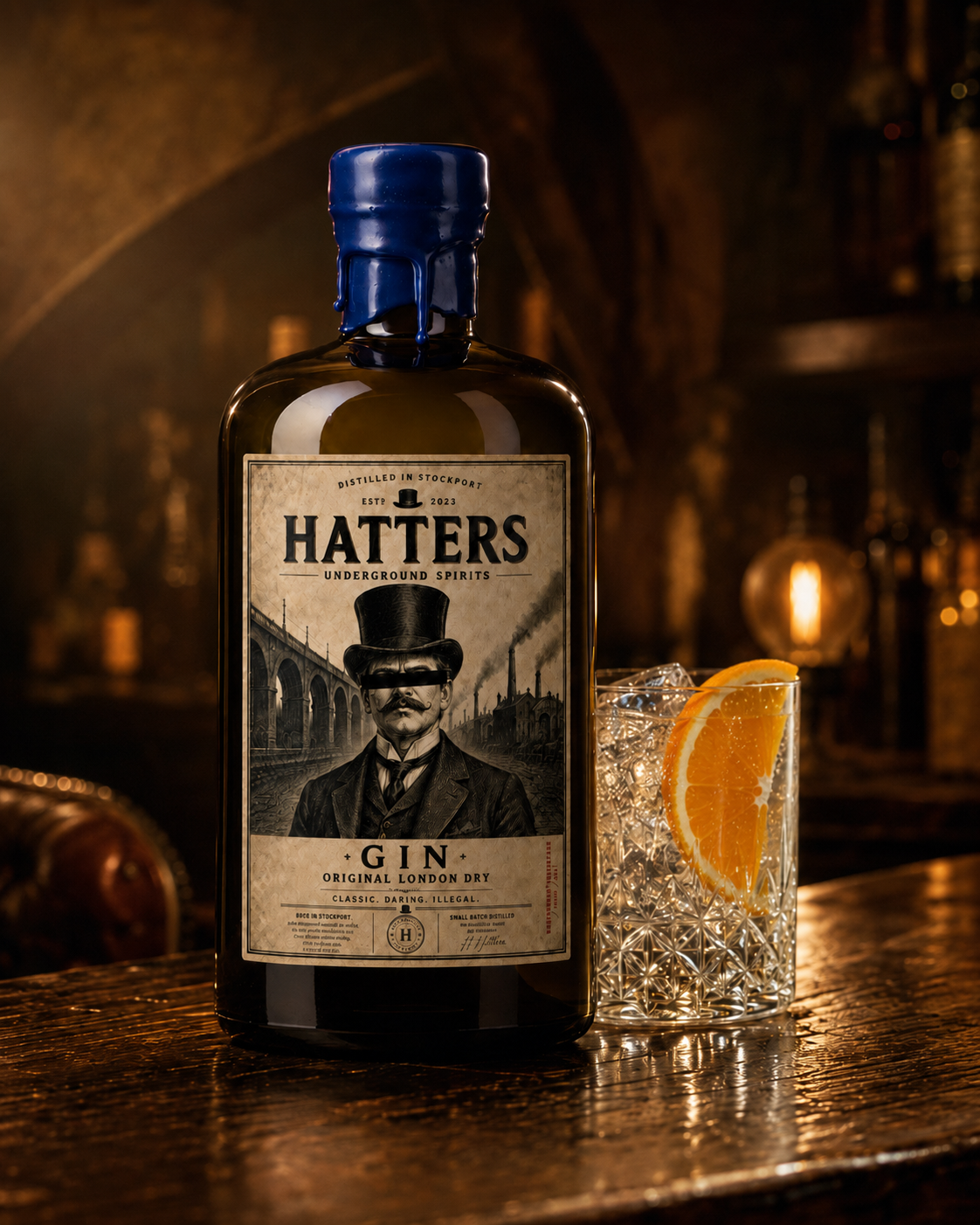 Hatters Stockport Dry Gin served with tonic and orange